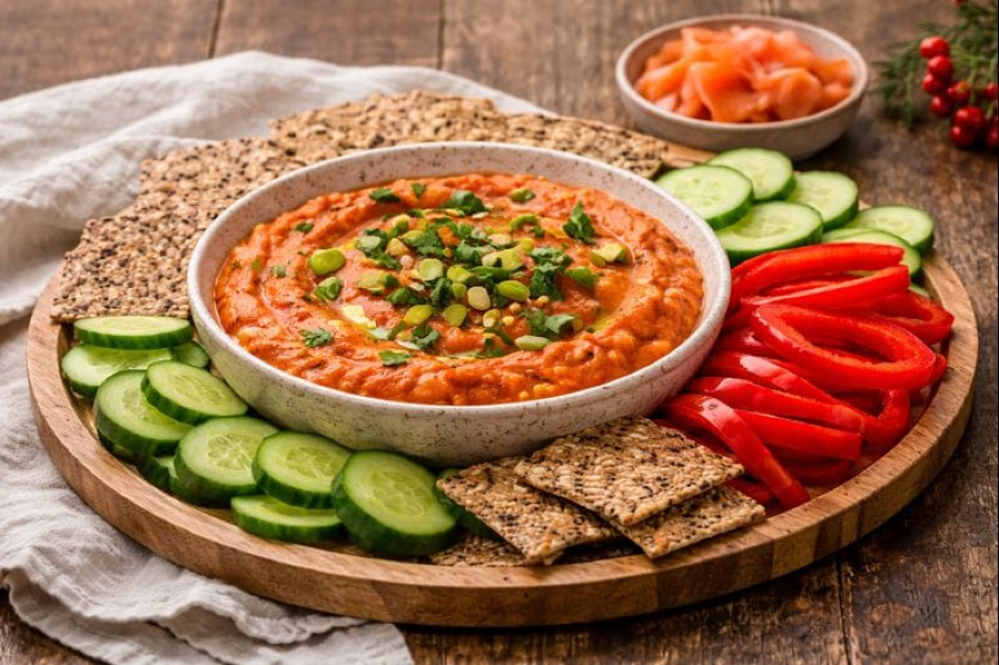 Smoky Roasted Red Pepper and White Bean Dip