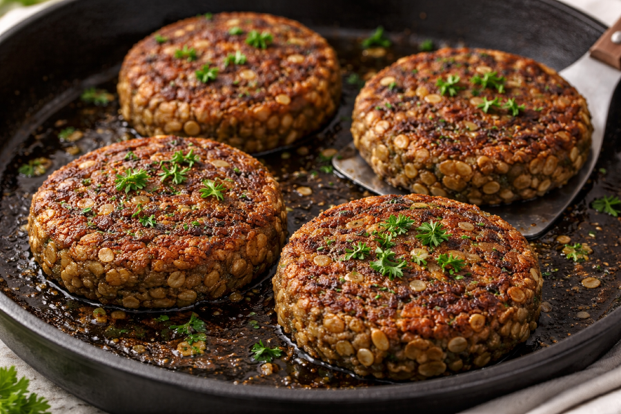 February Focus Foods Recipe: Crispy Shiitake Lentil Oat Patties + Bright Blood Orange Relish