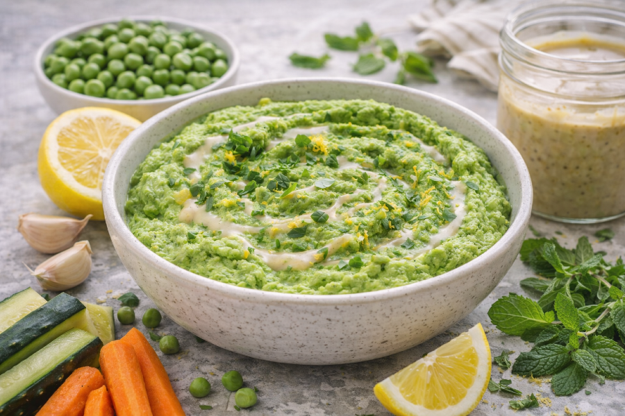 Spring Pea Mint Dip with Lemon Tahini