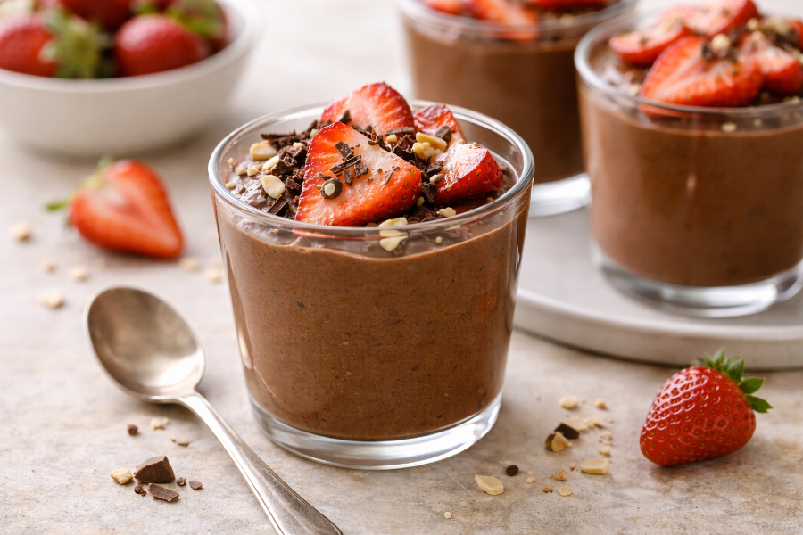 Creamy Dark Chocolate Strawberry Mousse Cups