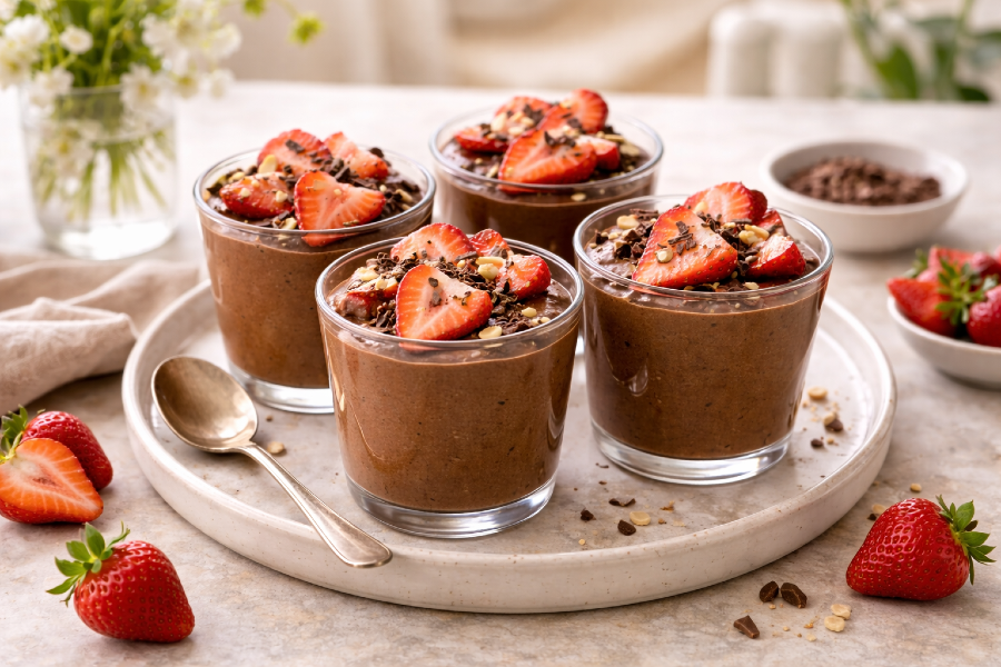 Creamy Dark Chocolate Strawberry Mousse Cups