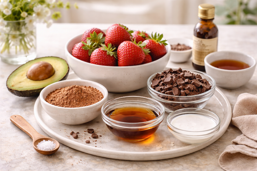 Creamy Dark Chocolate Strawberry Mousse Cups