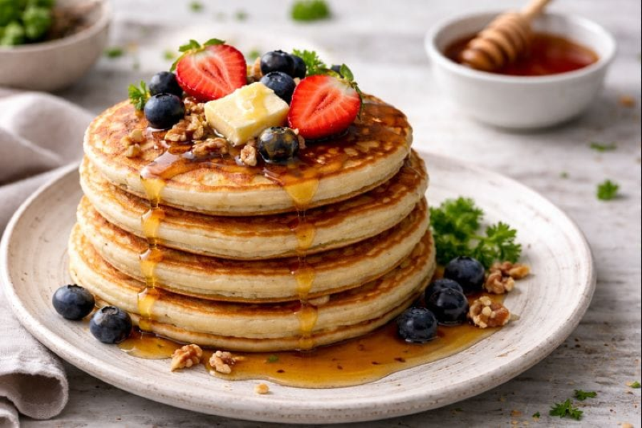 High-Protein Honey Pancakes