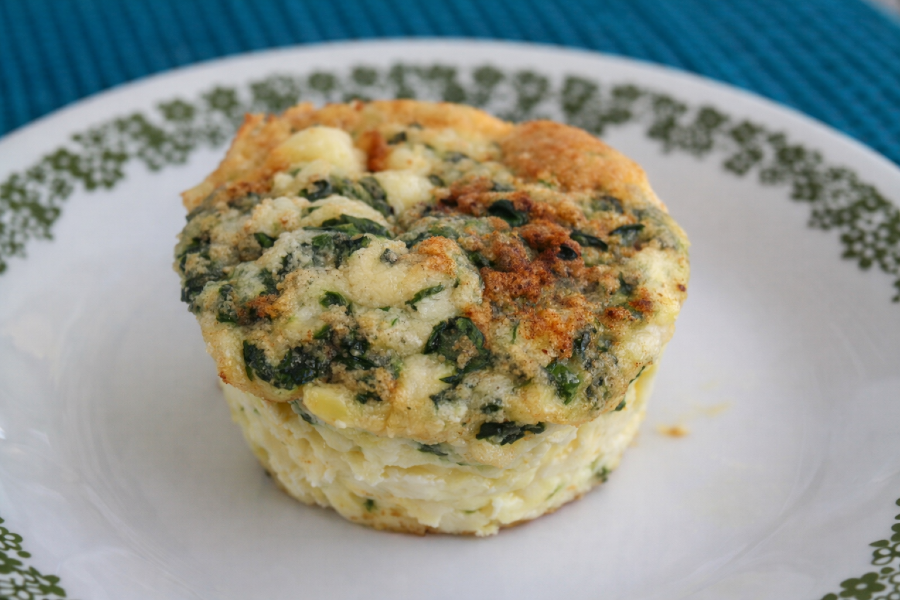 Simple Spinach, Cottage Cheese & Goat Cheese Egg Bites